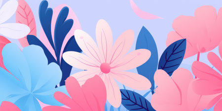 Beautiful abstract pink blue pastel simple doodle cartoon floral design background. beautiful Generative AI AIG32の素材