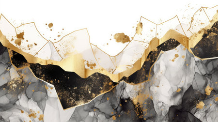 Abstract watercolor artwork mixed with buzzy geometric shapes for background of social media banner generative AI imageの素材