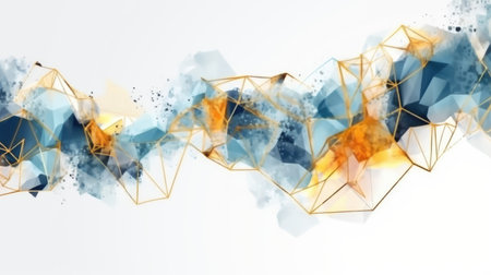 Abstract watercolor artwork mixed with buzzy geometric shapes for background of social media banner generative AI imageの素材