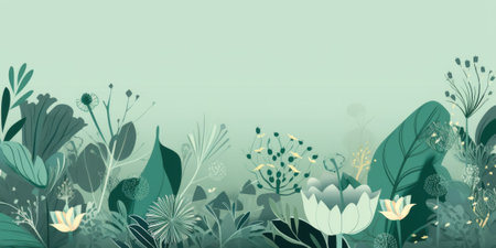 Beautiful abstract green simple doodle cartoon floral design background. beautiful Generative AI AIG32の素材