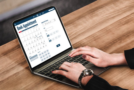 Online applointment booking calendar for modish regristration on the internet websiteの写真素材