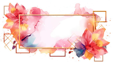 Watercolor abstract design for background of wedding or buzzy social media banner on white background generative AIの素材