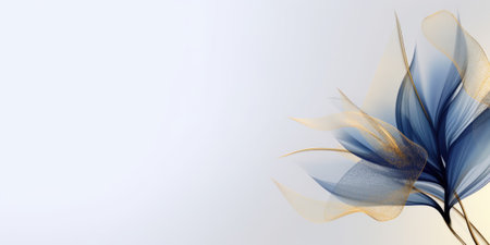 Beautiful abstract gold and blue floral design background. beautiful Generative AI AIG32の素材