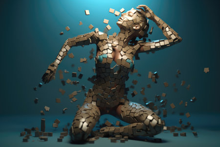 A woman made of colorful puzzle pieces with some are missing, Generative AI AIG27.の素材