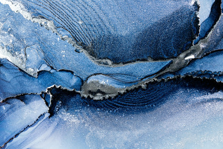 Original artwork photo of marble ink abstract art. High resolution photograph from exemplary original painting. Abstract painting was painted on HQ paper texture to create smooth marbling pattern.の写真素材