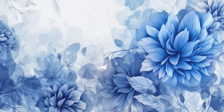 Beautiful abstract blue pencil drawing floral design background. beautiful Generative AI AIG32の素材