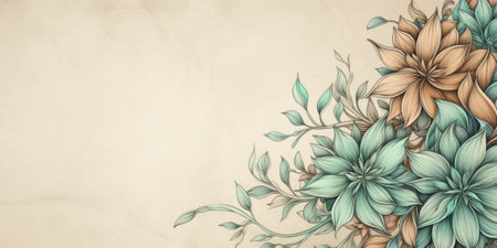 Beautiful abstract green brown pencil drawing floral design background. beautiful Generative AI AIG32の素材
