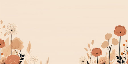 Beautiful abstract beige simple doodle cartoon floral design background. beautiful Generative AI AIG32の素材