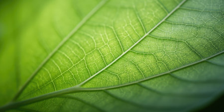 The close-up of leaf texture in green abstract nature background with a soft focus. Exuberant image.