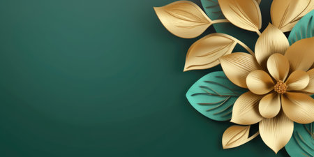 Beautiful abstract gold and green floral design background. beautiful Generative AI AIG32の素材