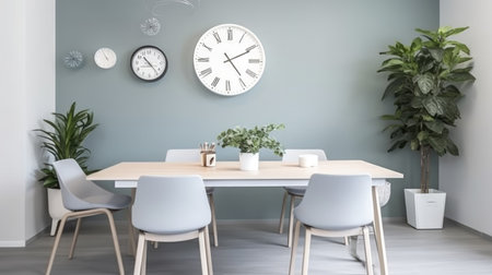 Inspiring office interior design Scandinavian style Meeting room featuring Large table architecture. Generative AI AIG 31.の素材