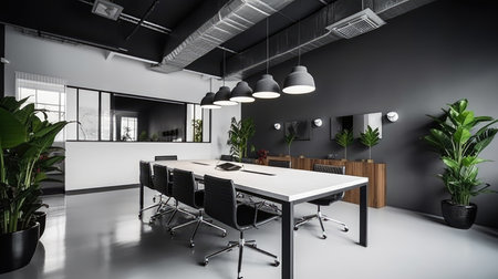 Inspiring office interior design Minimalist style Meeting Room featuring Simplicity architecture. Generative AI AIG 31.の素材