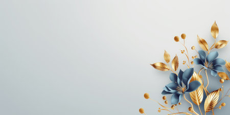 Beautiful abstract gold and blue floral design background. beautiful Generative AI AIG32の素材