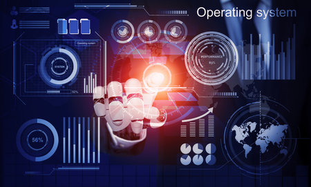 3D Rendering Futuristic robot technology development, artificial intelligence AI, and machine...