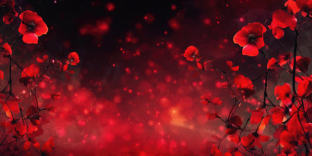 beautiful abstract red night photo floral design background banner. beautiful Generative AI AIG32の素材
