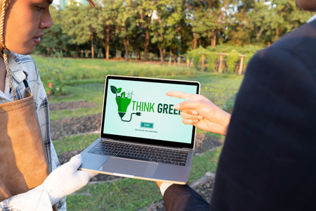 Eco-business company empower farmer with eco-friendly farming practice and clean agricultural technology. Cultivate sustainable farming methods as commitment to environment for greener future.Gyreの写真素材