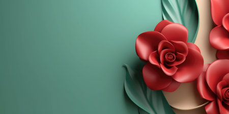 Beautiful abstract red and green floral design background. beautiful Generative AI AIG32の素材