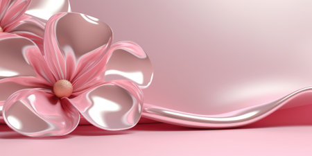 Beautiful abstract pink glossy metallic floral design background. beautiful Generative AI AIG32の素材