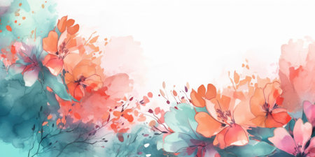beautiful abstract teal pink orange watercolor floral design background. beautiful Generative AI AIG32の素材