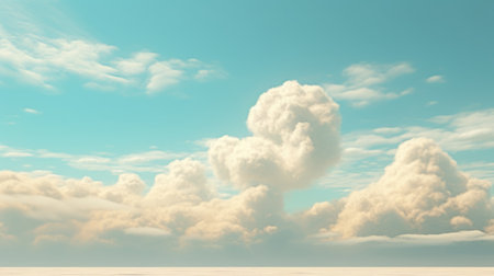 Beautiful sky on colorful gentle light day background. Sunny and fluffy clouds with pastel tone and...