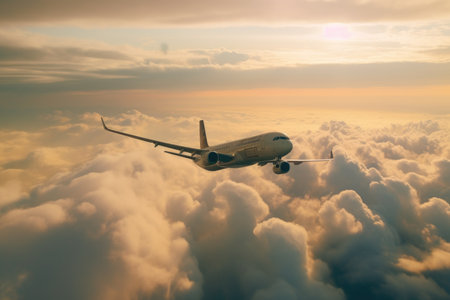 The airplane flying through cloud and have a full view. Generative AI AIG27.の素材