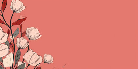 beautiful abstract red simple doodle cartoon floral design background. beautiful Generative AI AIG32の素材