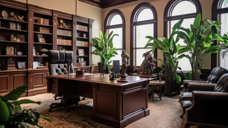 Inspiring office interior design Classic style Corporate Office featuring Timeless elegance architecture. Generative AI AIG 31.の素材