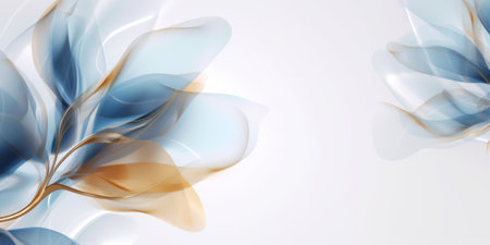 Beautiful abstract gold and blue transparent floral design background. beautiful Generative AI AIG32の素材