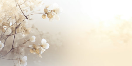 Beautiful abstract beige and white imisty morning photo floral design background banner. beautiful Generative AI AIG32の素材