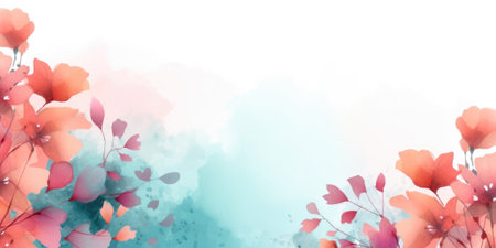 beautiful abstract teal pink orange watercolor floral design background. beautiful Generative AI AIG32の素材