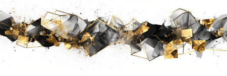 Abstract watercolor artwork mixed with buzzy geometric shapes for background of social media banner generative AI imageの素材