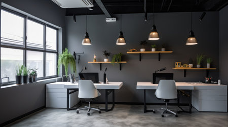 Inspiring office interior design Minimalist style Corporate Workspace featuring Simplicity architecture. Generative AI AIG 31.の素材