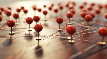 network concept, pins on table linked by threads, create connections. beautiful Generative AI AIG32の素材