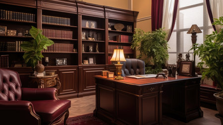 Inspiring office interior design Traditional style Study Room featuring Classic elegance architecture. Generative AI AIG 31.の素材