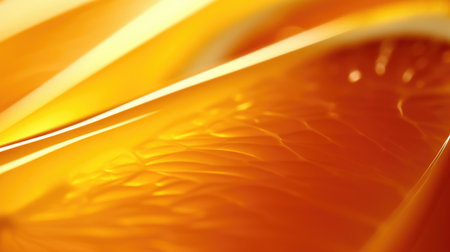 The close up of a glossy metal surface in tangerine orange and lemon yellow colors with a soft focus. Generative AI AIG30.の写真素材