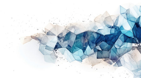Abstract watercolor artwork mixed with buzzy geometric shapes for background of social media banner generative AI imageの素材
