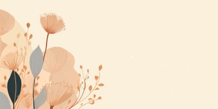 Beautiful abstract beige simple doodle cartoon floral design background. beautiful Generative AI AIG32の素材