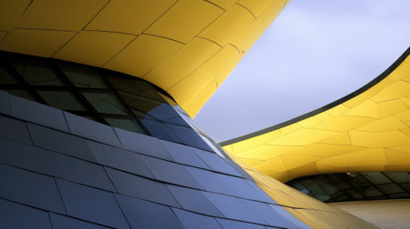 cultural center, close up view, yellow and black, creative, architecture background, abstract. beautiful Generative AI AIG32の素材