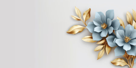 Beautiful abstract gold and blue floral design background. beautiful Generative AI AIG32の素材