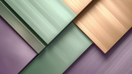 The abstract background of metal texture with empty space in lavender, mint green, and olive green colors. 3D illustration of exuberant.の写真素材