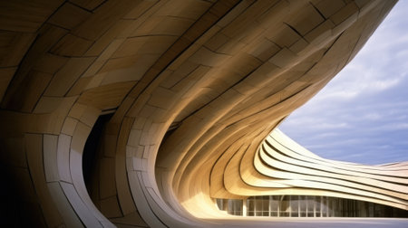 cultural center, close up view, wood material structure. beautiful Generative AI AIG32の素材