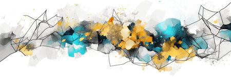 Abstract watercolor artwork mixed with buzzy geometric shapes for background of social media banner generative AI imageの素材