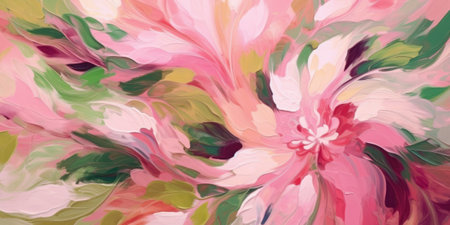 Beautiful abstract pink and green impressionistic floral design background. beautiful Generative AI AIG32の素材