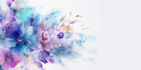 beautiful abstract turquoise purple beige watercolor floral design background. beautiful Generative AI AIG32の素材