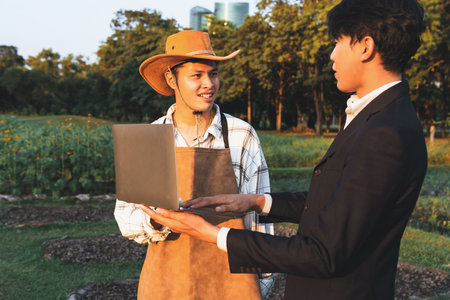 Eco-business company empower farmer with eco-friendly farming practice and clean agricultural technology. Cultivate sustainable farming methods as commitment to environment for greener future.Gyreの写真素材