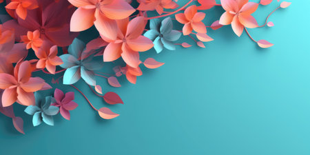 beautiful abstract teal pink orange floral design background. beautiful Generative AI AIG32の素材
