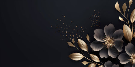 Beautiful abstract black and gold luxury floral design background. beautiful Generative AI AIG32の素材