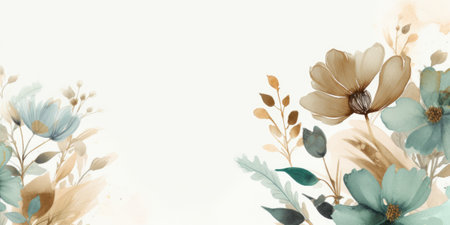 Beautiful abstract green brown watercolor floral design background. beautiful Generative AI AIG32の素材