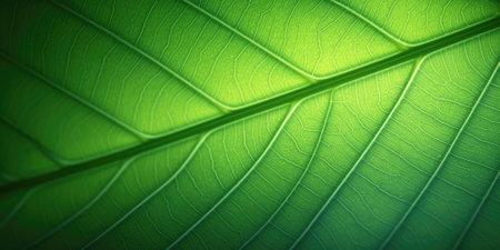 The close-up of leaf texture in green abstract nature background with a soft focus. Exuberant image.の写真素材