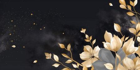Beautiful abstract black and gold luxury watercolor floral design background. beautiful Generative AI AIG32の素材